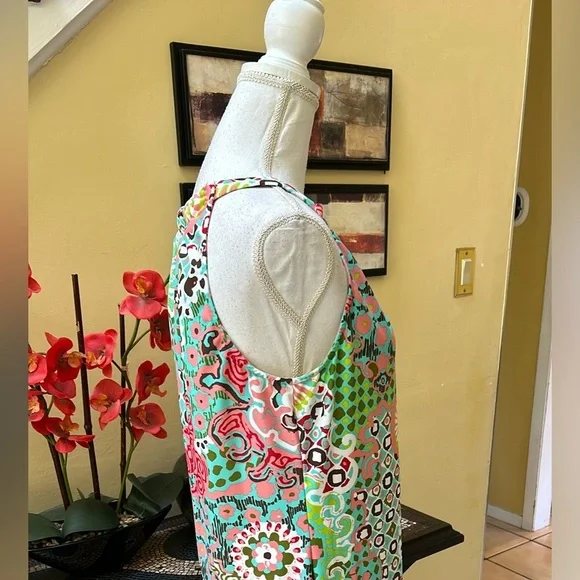 Jude Connally Abstract Medallion Print Coral Green Sz 14 Sheath Mini Dress USA - Picture 7 of 15